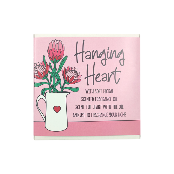GIFT BOX WITH HEART AND FRAGRANCE OIL SOFT FLORALS  - PINK PROTEA
