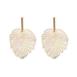 EARRING GOLD LASER-CUT DELICIOUS MONSTER LEAVES