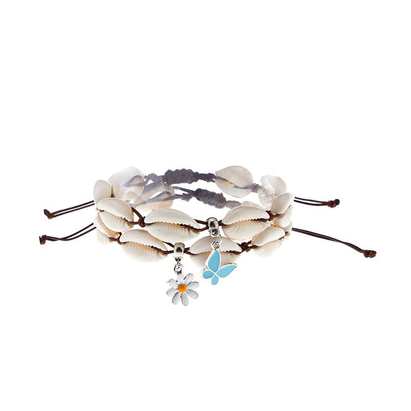 BRACELET PAIR OF TWO COWRIE WITH CHARMS COWRIE