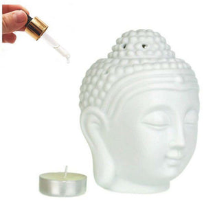 OIL BURNER WHITE BUDDHA HEAD