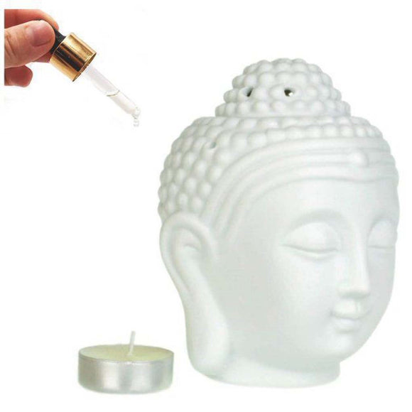 OIL BURNER WHITE BUDDHA HEAD