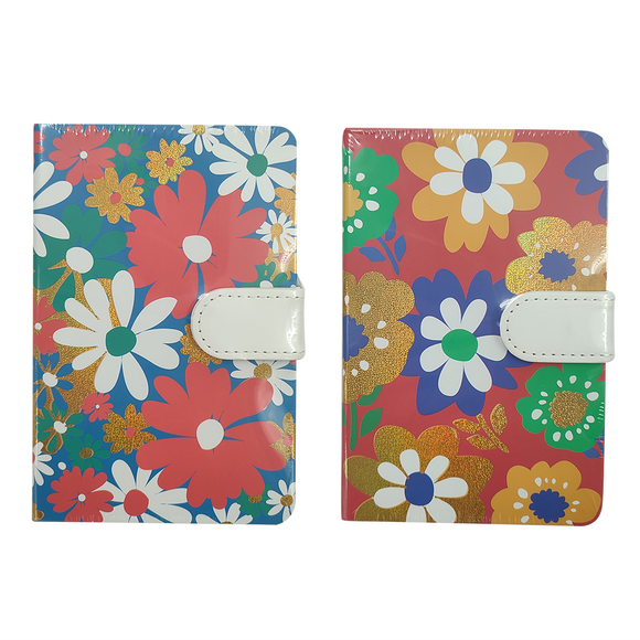 NOTEBOOK A6 COLOURFUL FLOWER DESIGN WITH CLIP