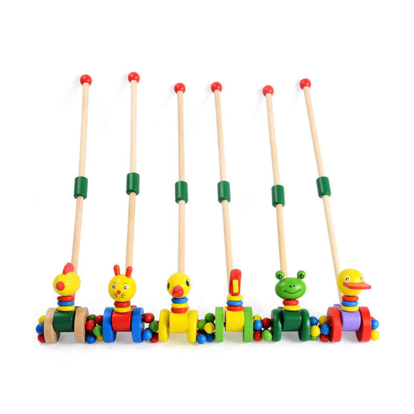 TODDLERS WOODEN PUSH A LONG WALKING STICK