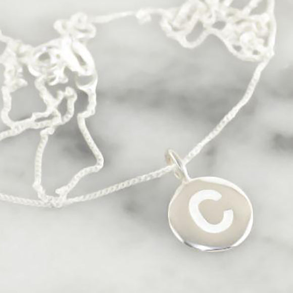 NECKLACE SILVER INITIAL CHARM C