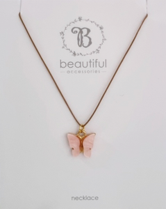 NECKLACE PEARLY BUTTERFLY PINK
