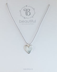 NECKLACE SILVER BRUSHED HEART