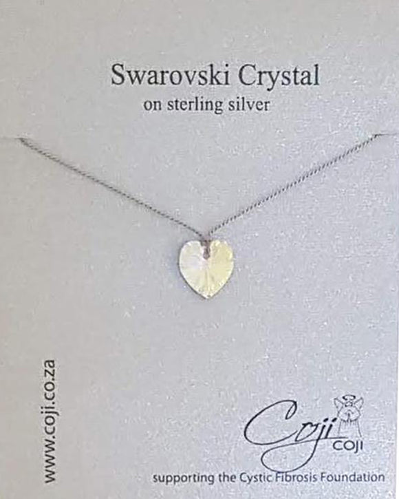 NECKLACE SWAROVSKI HEART ON GREY SILK