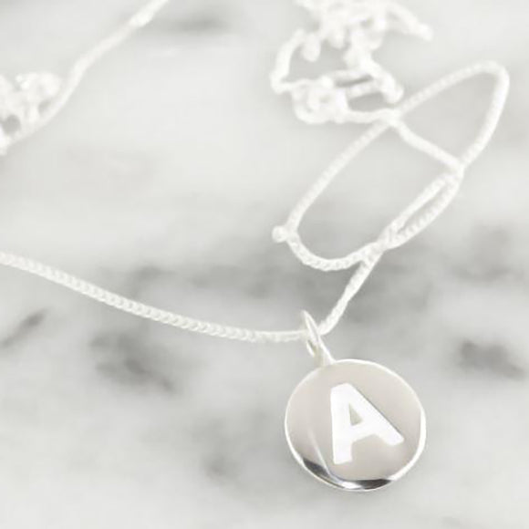 NECKLACE SILVER INITIAL CHARM A