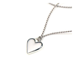 NECKLACE SILVER HEART ON GREY SILK