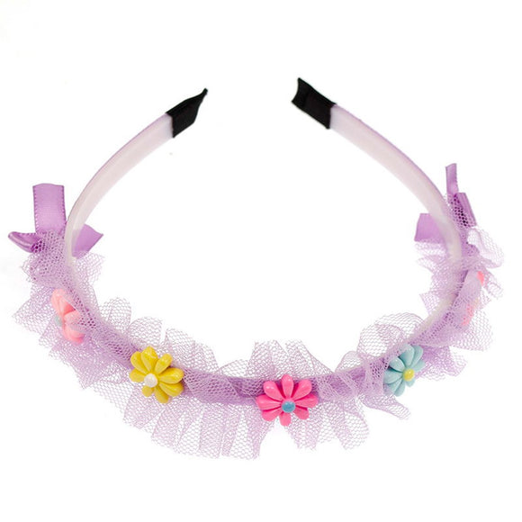 ALICE BAND TULLE WITH FLOWERS LILAC