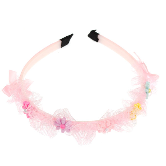 ALICE BAND TULLE WITH FLOWERS PINK