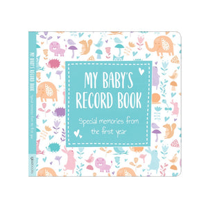 BABY RECORD BOOK CUTE ANIMALS BLUE