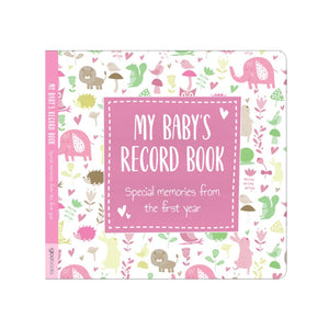 BABY RECORD BOOK CUTE ANIMALS PINK