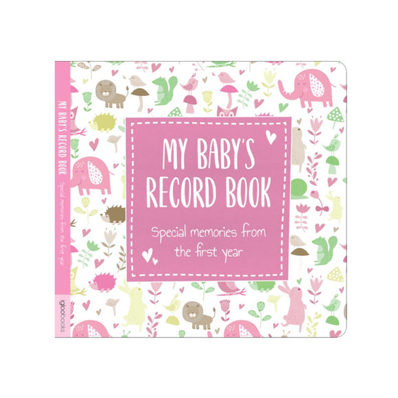 BABY RECORD BOOK CUTE ANIMALS PINK