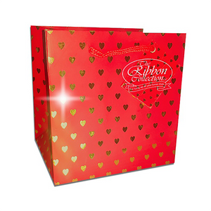 PERFUME BAG RED GOLD HEARTS