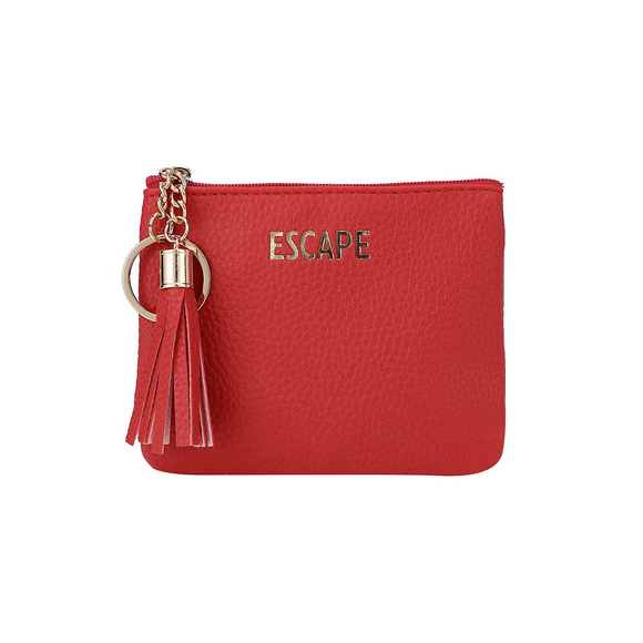 KEYRING PURSE WITH TASSEL TOMATO RED