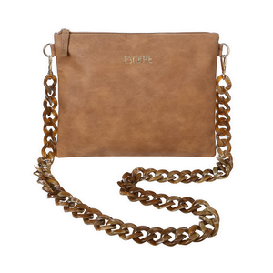 CROSS BODY BAG BROWN WITH ACRYLIC CHAIN STRAP