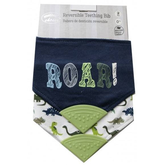 BANDANA TEETHER BIB 2PC DINO PRINT