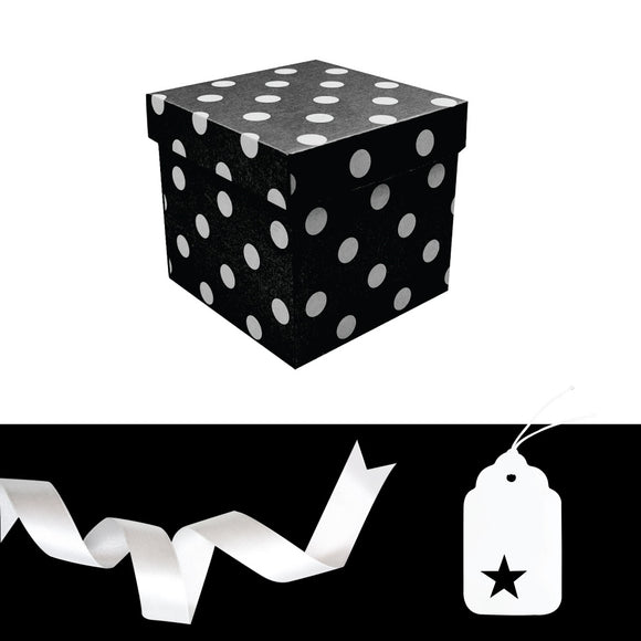 CUBE GIFT BOX & TAG BLACK DOT