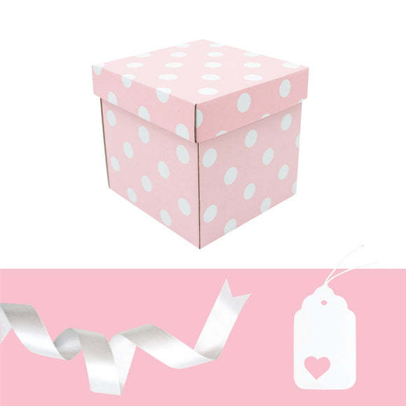 CUBE GIFT BOX & TAG BALLET PINK DOT