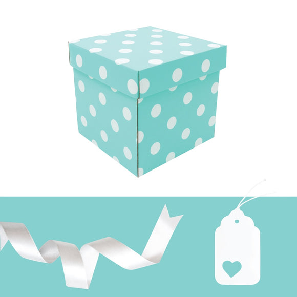 CUBE GIFT BOX & TAG MINT DOT