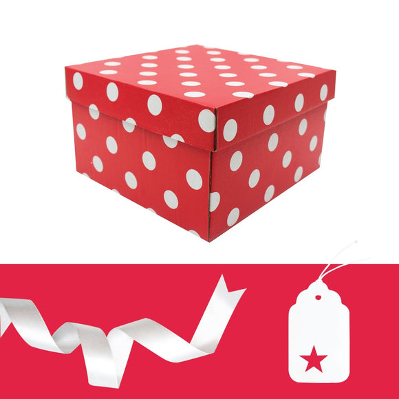 SQUARE GIFT BOX & TAG RED DOT