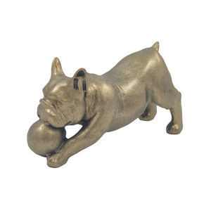 ORNAMENT FRENCH BULL DOG WITH BALL GOLD