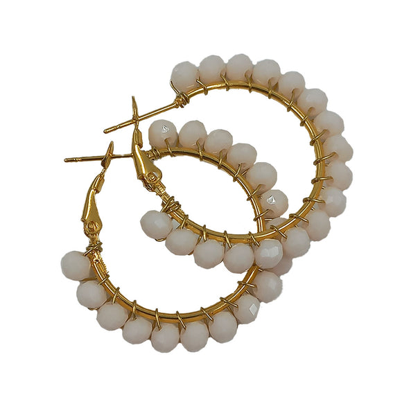 EARRING ECO HOOP IVORY ON GOLD