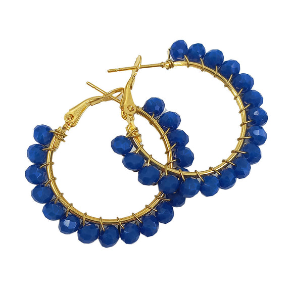 EARRING ECO HOOP NAVY ON GOLD