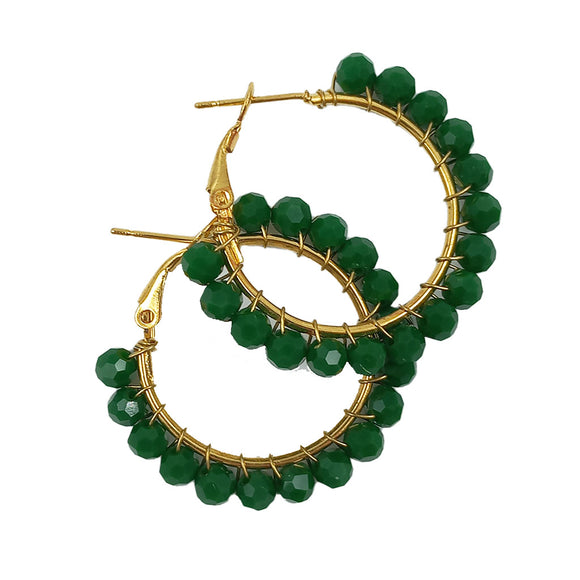 EARRING ECO HOOP SHAMROCK ON GOLD