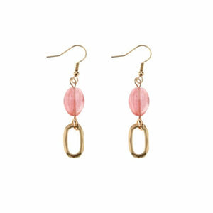 EARRINGS STONE LINK DROPS CORAL