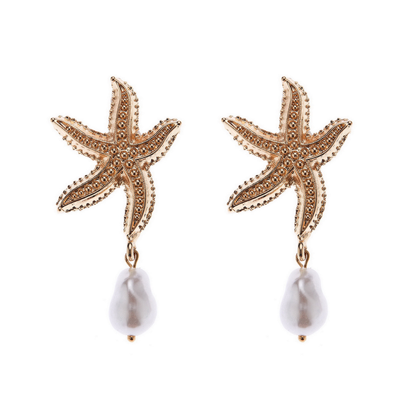 EARRING STARFISH AND PEARL