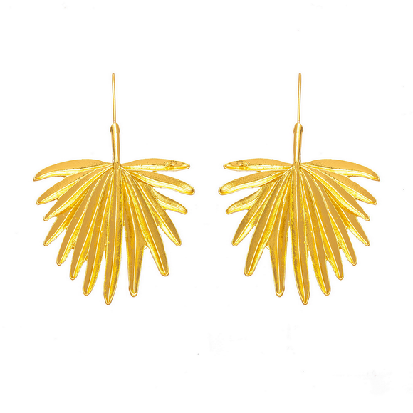 EARRING GOLD PALM LEAVES