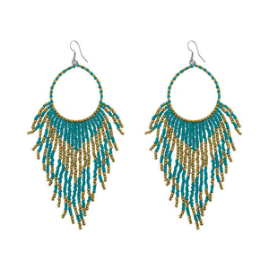 EARRING TURQUOISE BEADED DROPS