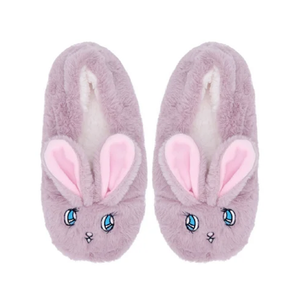 SLIPPERS MAUVE FLUFFY BUNNY SIZES 4 TO 8