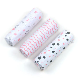 FLANNEL RECEIVER 3PC GREY AND PINK STAR PRINT