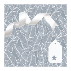 GIFT WRAP & TAG GREY LEAF