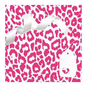 GIFT WRAP & TAG CERISE LEOPARD