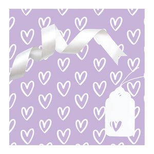 GIFT WRAP & TAG LILAC HEARTS