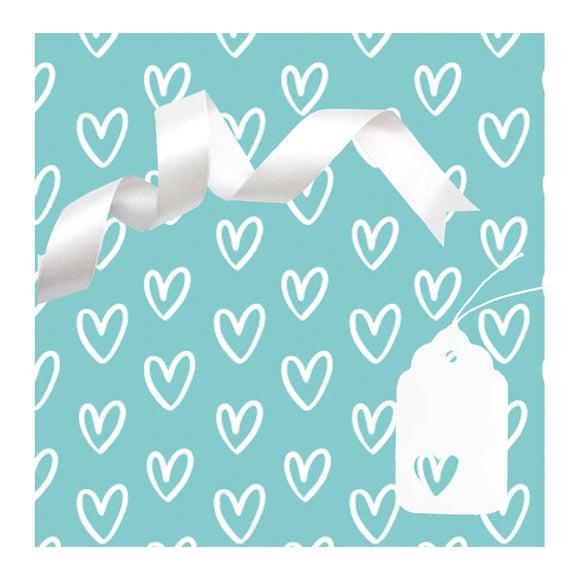 GIFT WRAP & TAG MINT HEARTS