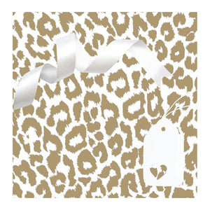 GIFT WRAP & TAG GOLD LEOPARD