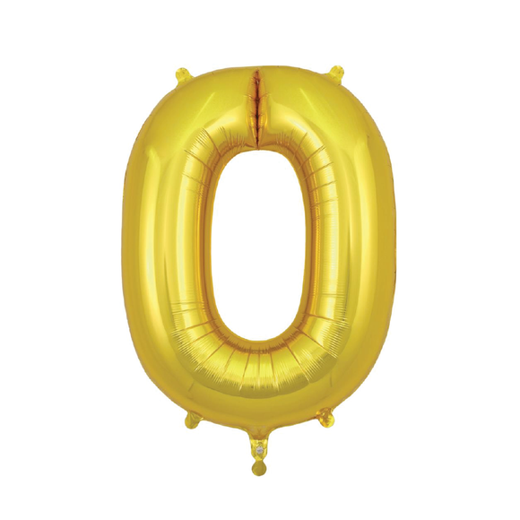 BALLOON FOIL 86CM GOLD NUMBER 0