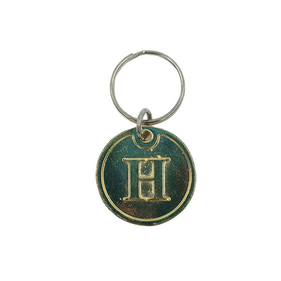 H KEYRING ROUND GOLD