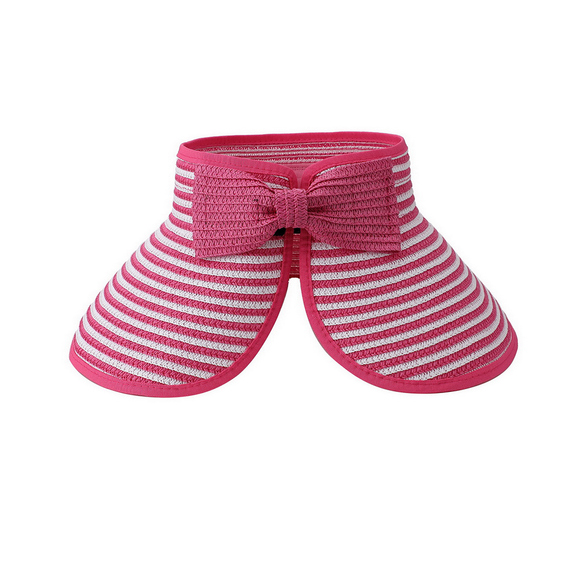 HAT VISOR ROLL UP HOT PINK AND WHITE STRIPES