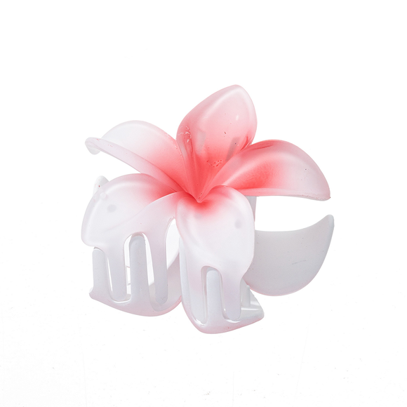 HAIR GRIP FROSTED FRANGIPANI WHITE AND DARK CORAL