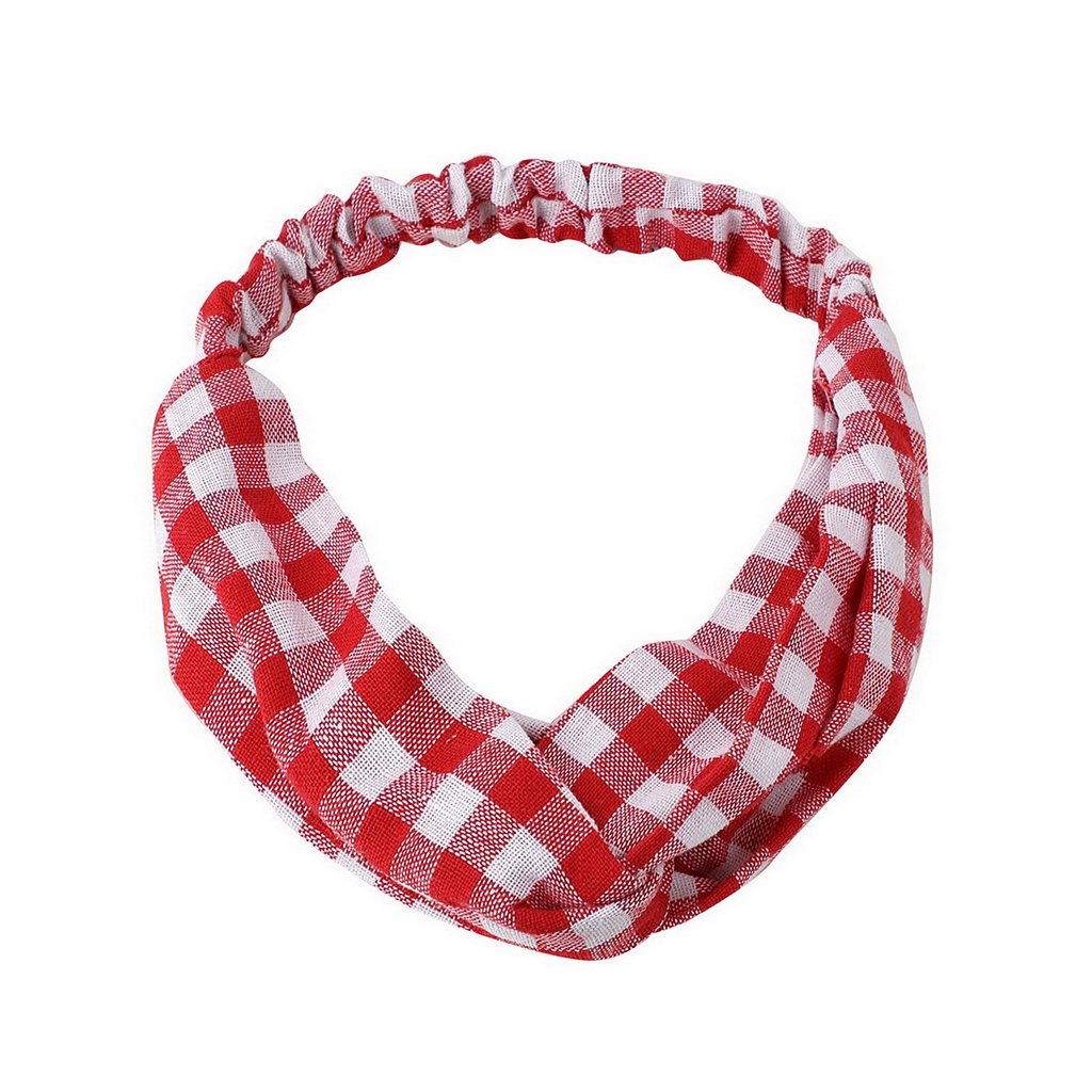 HEAD BAND RED GINGHAM