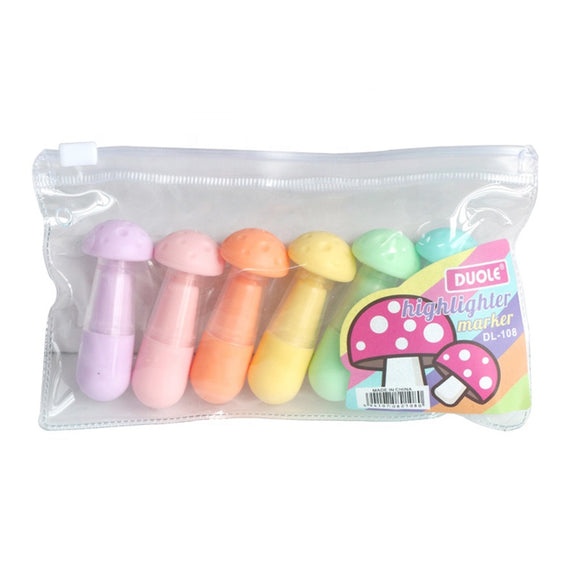 HIGHLIGHTERS MINI PASTEL MUSHROOM 6 PACK