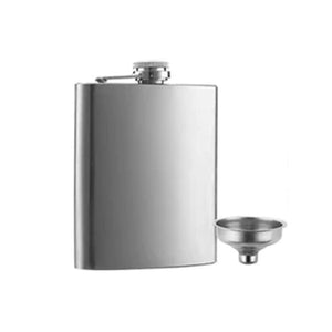 HIP FLASK SILVER 250ML WITH FUNNEL