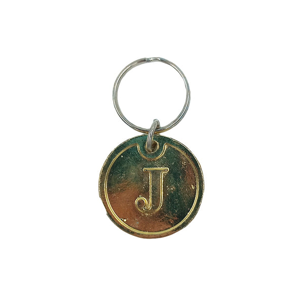 J KEYRING ROUND GOLD