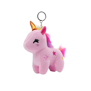 KEYRING PINK PLUSH UNICORN WITH STARS